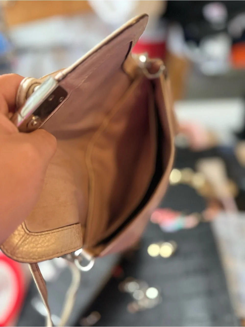 Coach Metallic Blush Leather Crossbody Bag